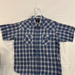 Men's Blue/White Plaid Western Shirt from Plains Western Wear Size XL